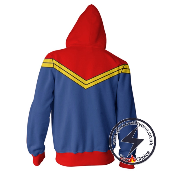 Captain Marvel Hoodie-Captain Marvel Zip Up Hoodie #19003